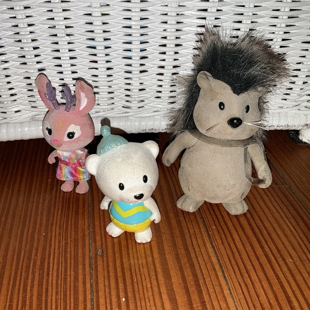 Lil Woodzeez Bobbleez Lot Of 3 Hedgehog Pink Bunny White Polar Bear